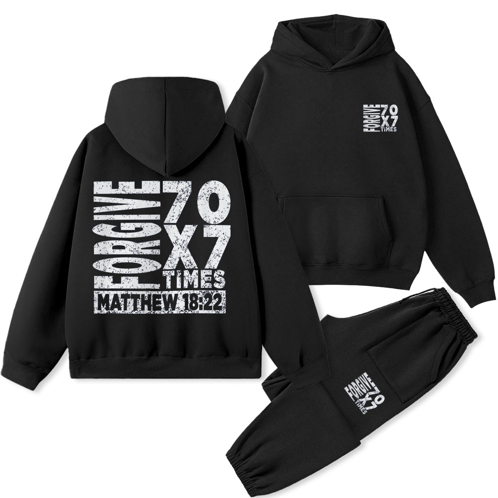 Forgive 70X7 Times Christian Premium Fleece Hoodie Set