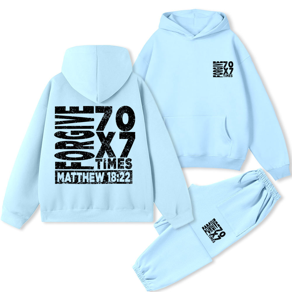 Forgive 70X7 Times Christian Premium Fleece Hoodie Set