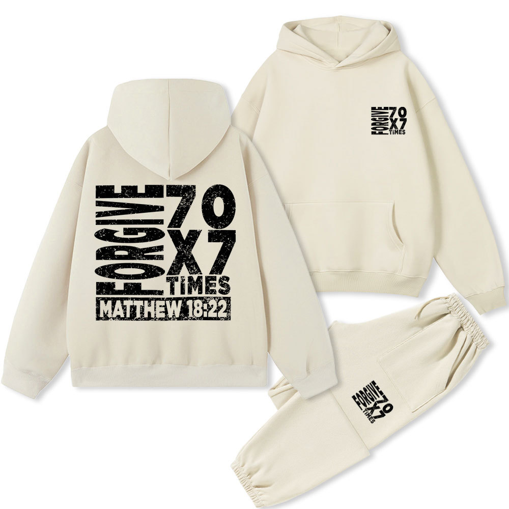 Forgive 70X7 Times Christian Premium Fleece Hoodie Set