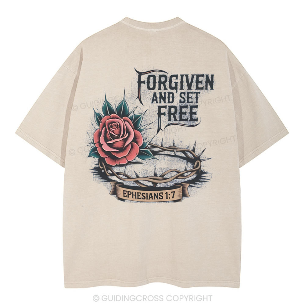 Forgiven And Set Free Christian Washed T-Shirt