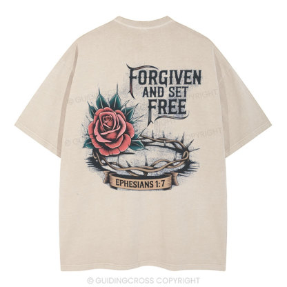 Forgiven And Set Free Christian Washed T-Shirt