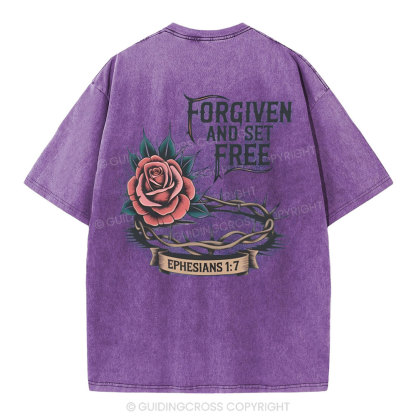 Forgiven And Set Free Christian Washed T-Shirt