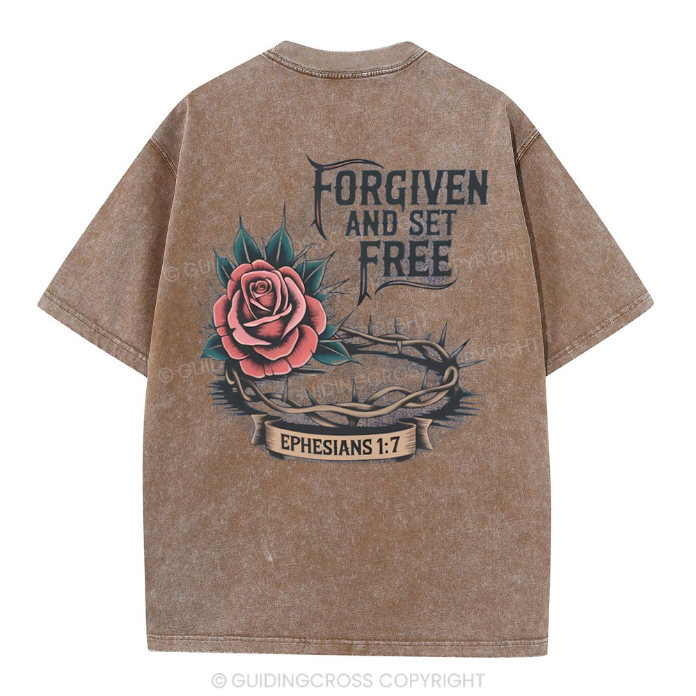 Forgiven And Set Free Christian Washed T-Shirt
