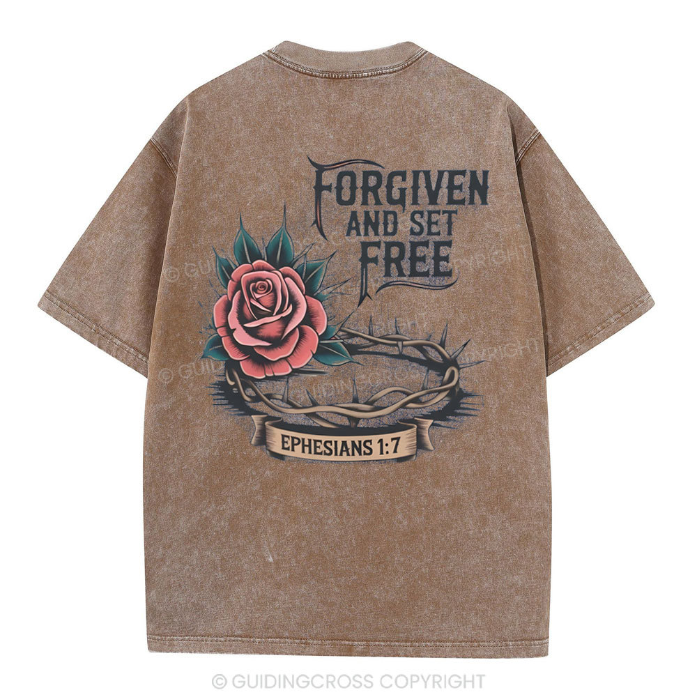 Forgiven And Set Free Christian Washed T-Shirt