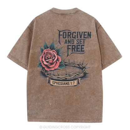 Forgiven And Set Free Christian Washed T-Shirt