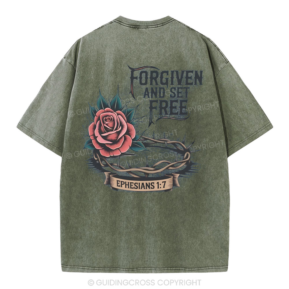 Forgiven And Set Free Christian Washed T-Shirt