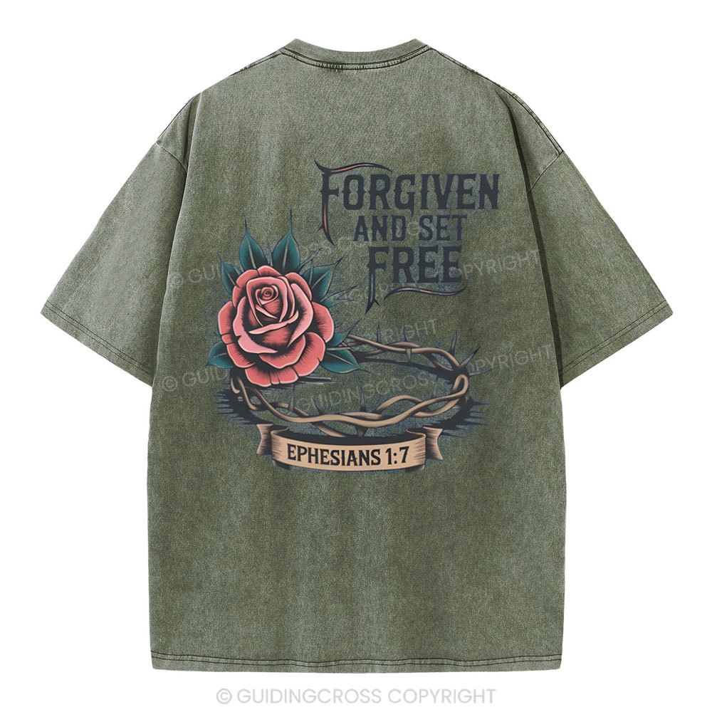 Forgiven And Set Free Christian Washed T-Shirt