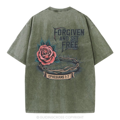 Forgiven And Set Free Christian Washed T-Shirt