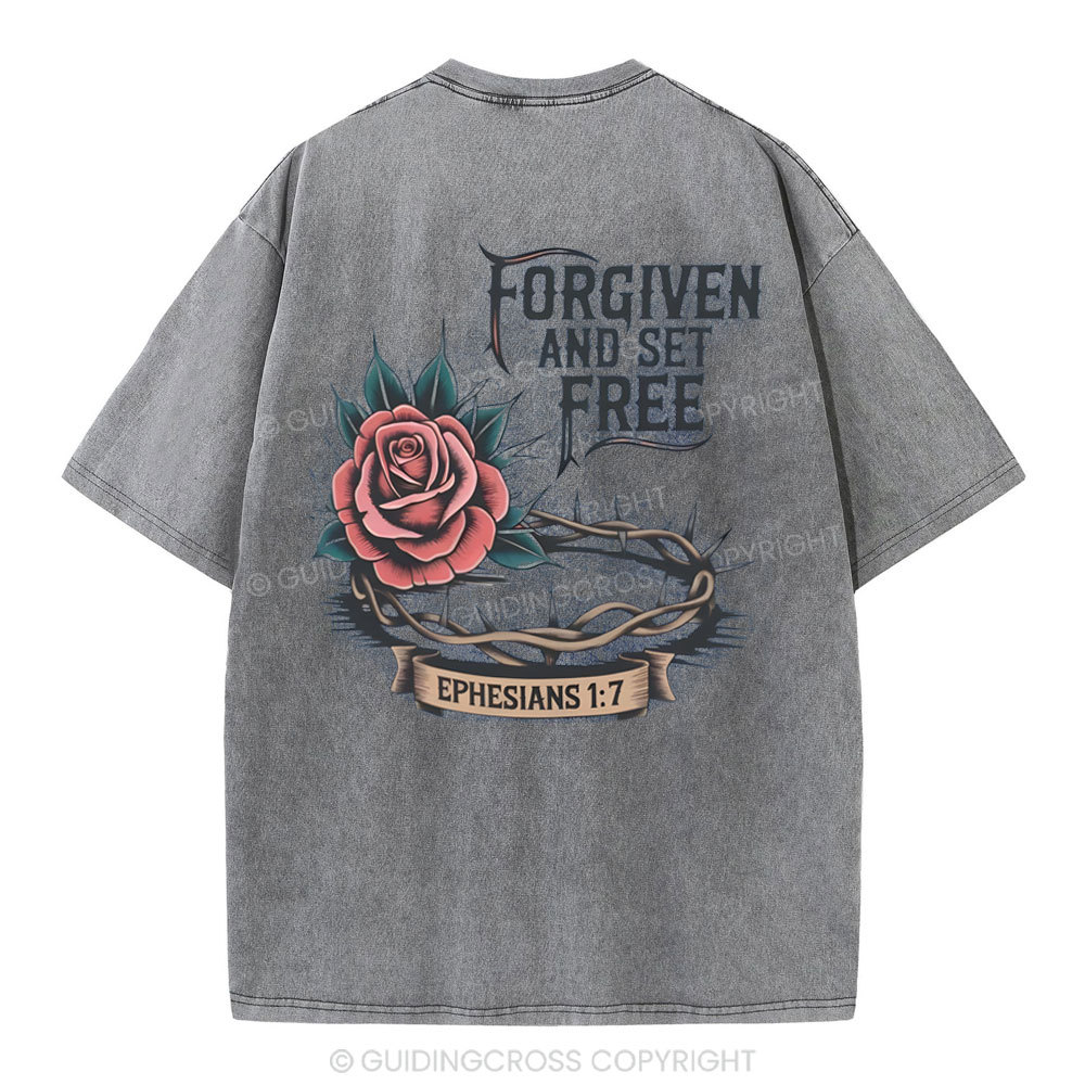 Forgiven And Set Free Christian Washed T-Shirt