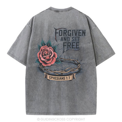 Forgiven And Set Free Christian Washed T-Shirt