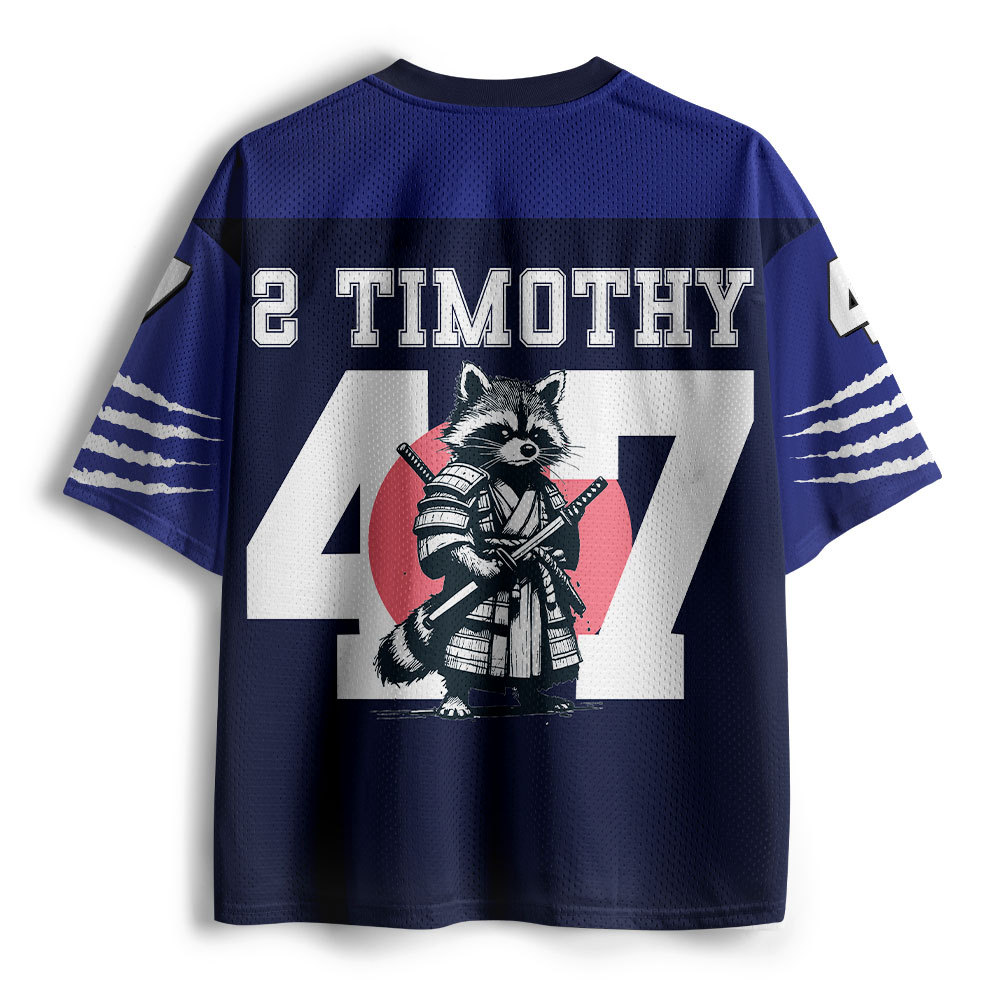 Fought For God Christian Navy Mesh Jersey