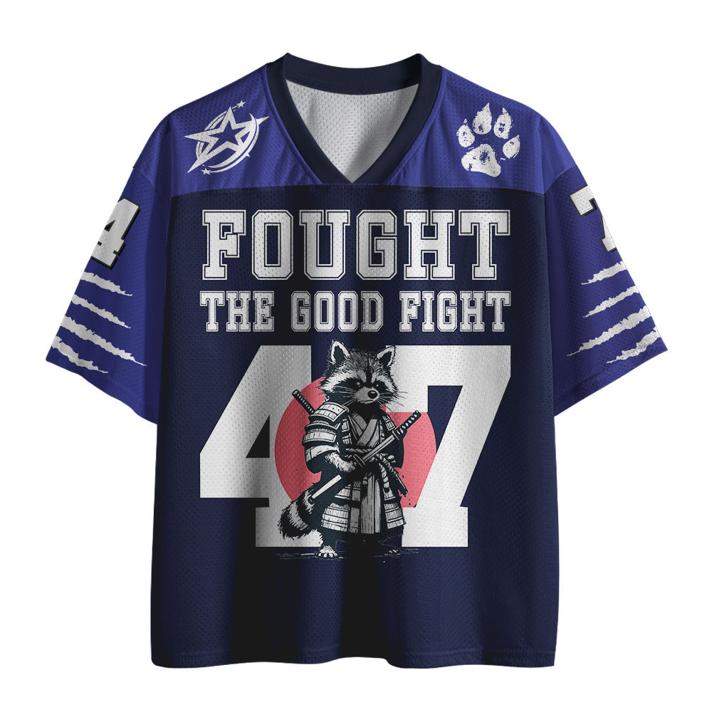 Fought For God Christian Navy Mesh Jersey