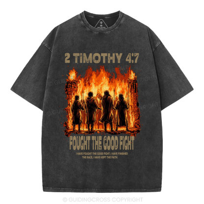 Fought The Good Fight Christian Washed T-Shirt