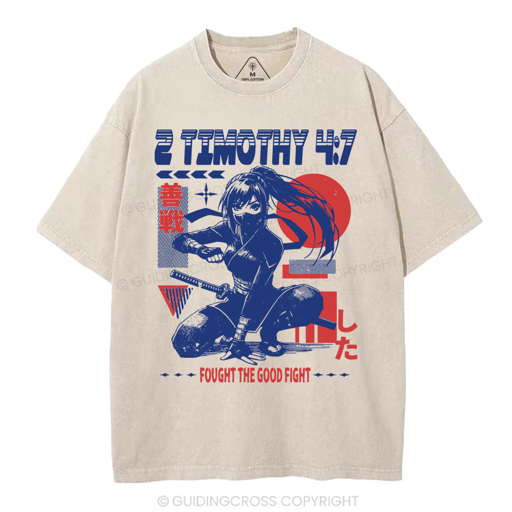 Fought The Good Fight Christian Washed T-Shirt