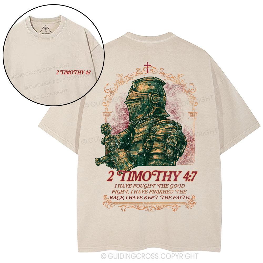 Fought The Good Fight Christian Washed T-Shirt