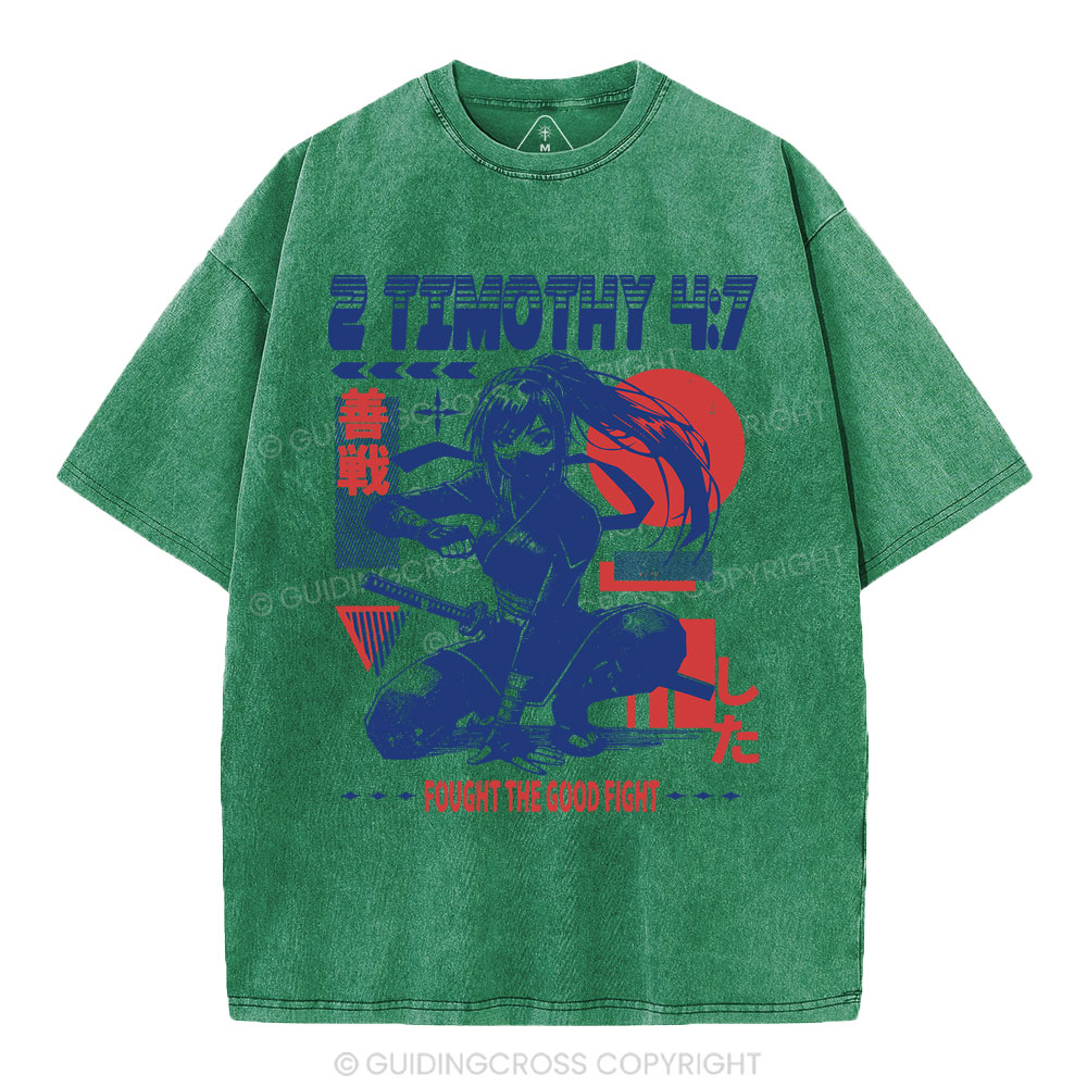 Fought The Good Fight Christian Washed T-Shirt