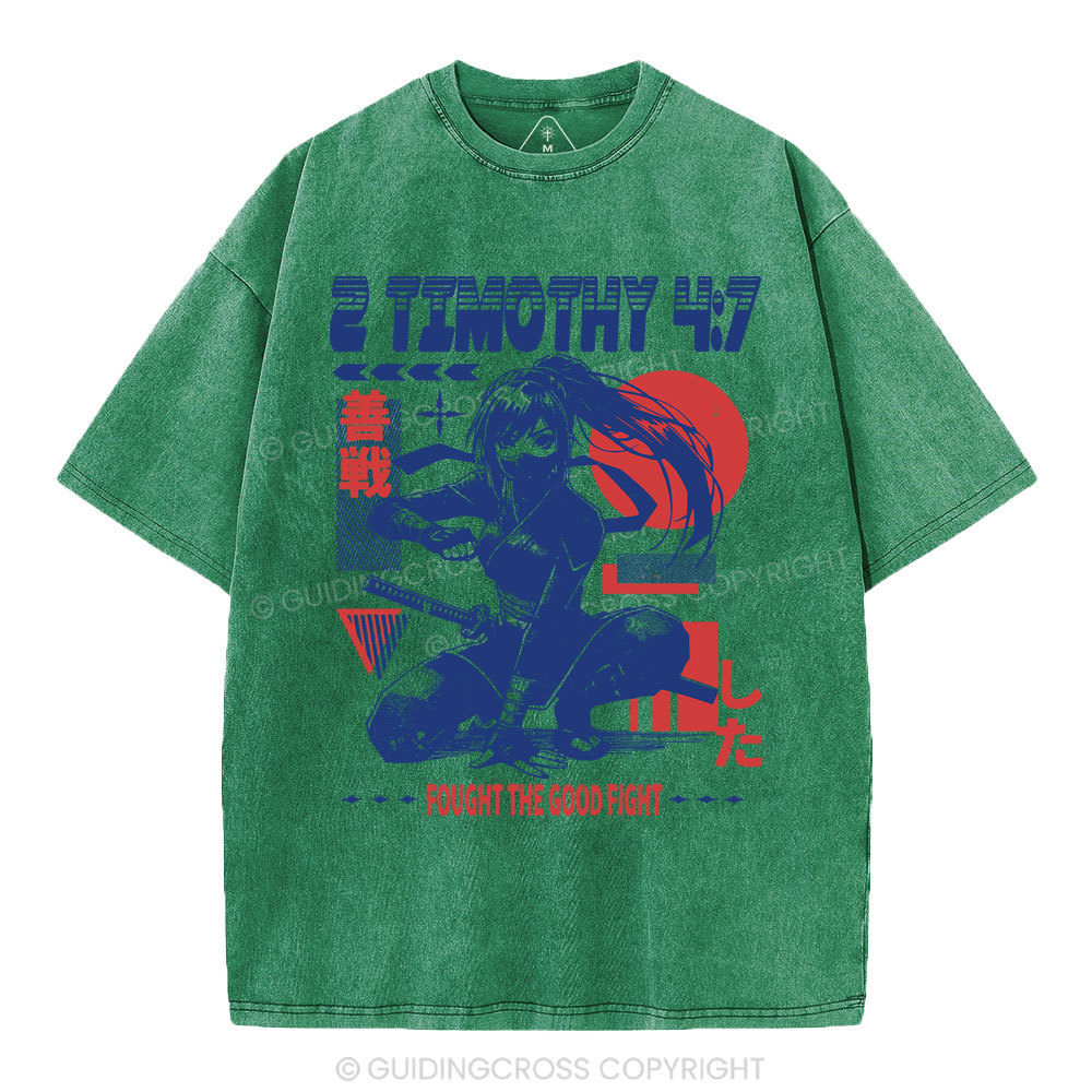 Fought The Good Fight Christian Washed T-Shirt