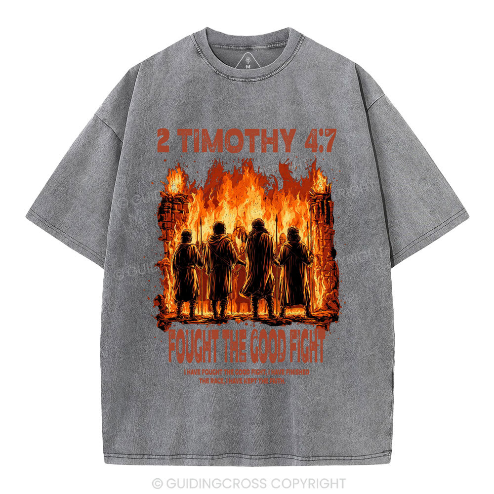 Fought The Good Fight Christian Washed T-Shirt