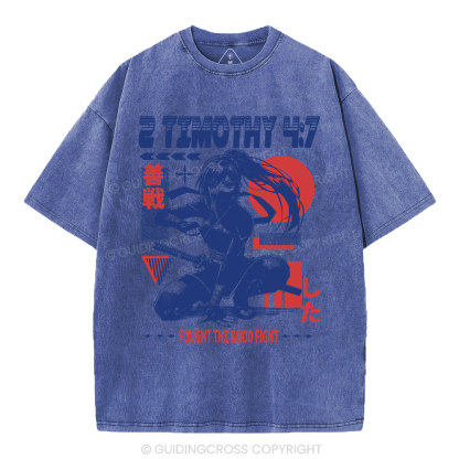 Fought The Good Fight Christian Washed T-Shirt