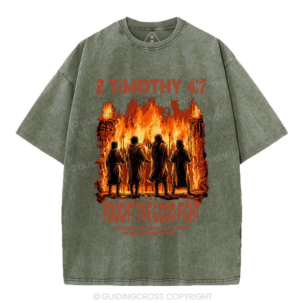 Fought The Good Fight Christian Washed T-Shirt