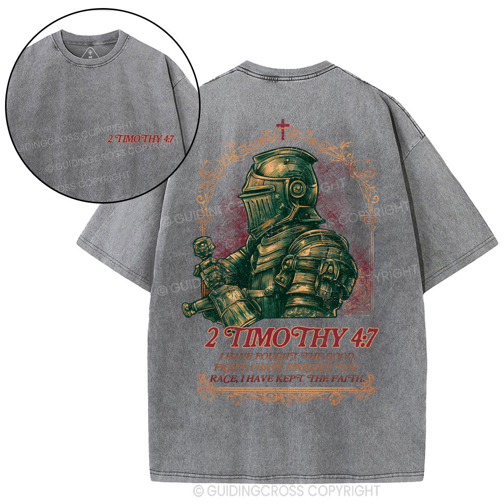 Fought The Good Fight Christian Washed T-Shirt