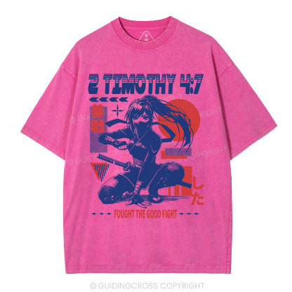 Fought The Good Fight Christian Washed T-Shirt