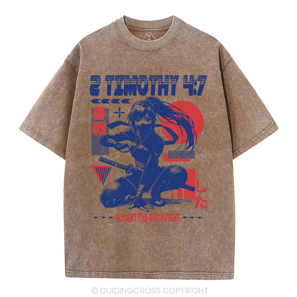 Fought The Good Fight Christian Washed T-Shirt