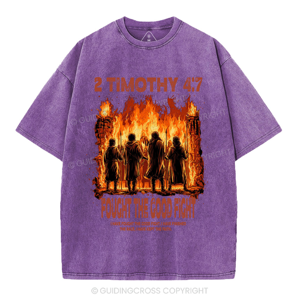 Fought The Good Fight Christian Washed T-Shirt