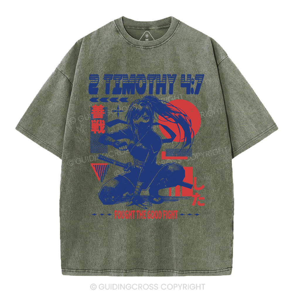 Fought The Good Fight Christian Washed T-Shirt
