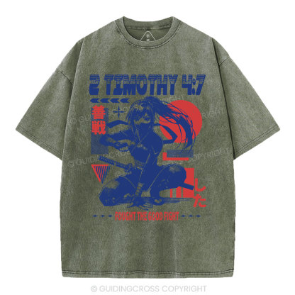 Fought The Good Fight Christian Washed T-Shirt