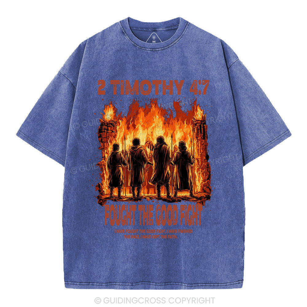 Fought The Good Fight Christian Washed T-Shirt
