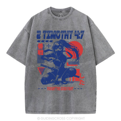 Fought The Good Fight Christian Washed T-Shirt