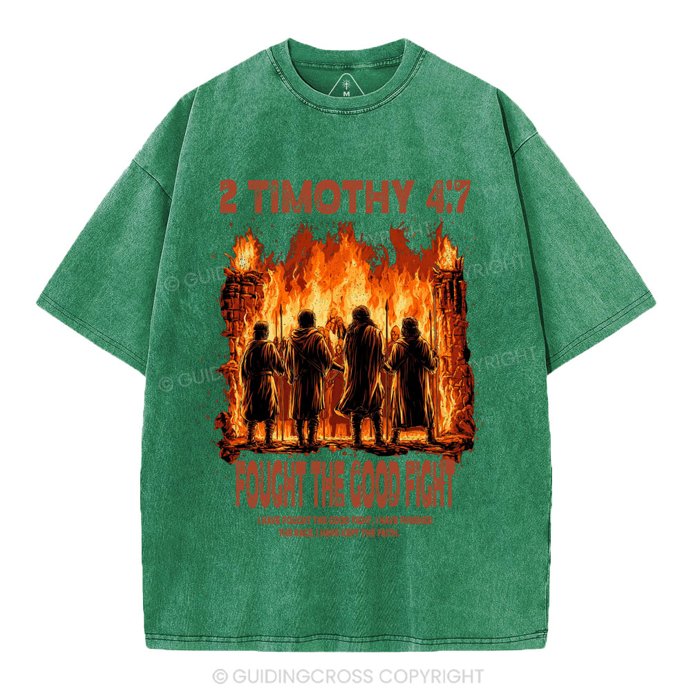 Fought The Good Fight Christian Washed T-Shirt