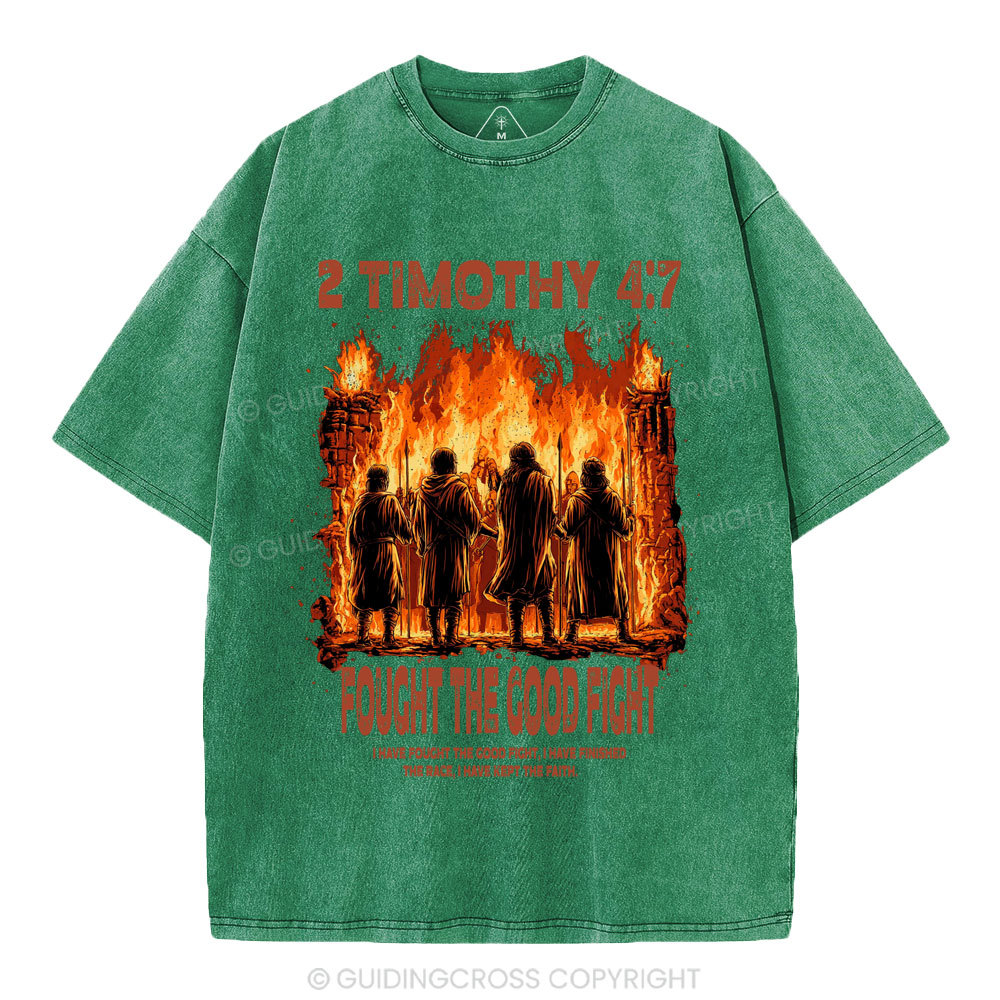 Fought The Good Fight Christian Washed T-Shirt
