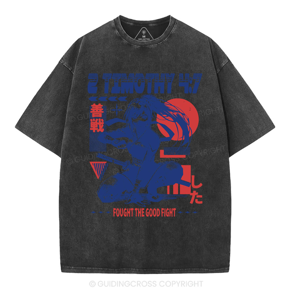 Fought The Good Fight Christian Washed T-Shirt