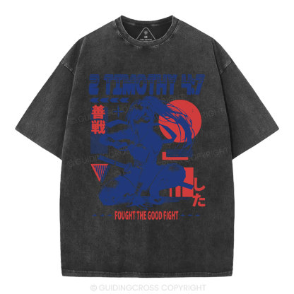 Fought The Good Fight Christian Washed T-Shirt