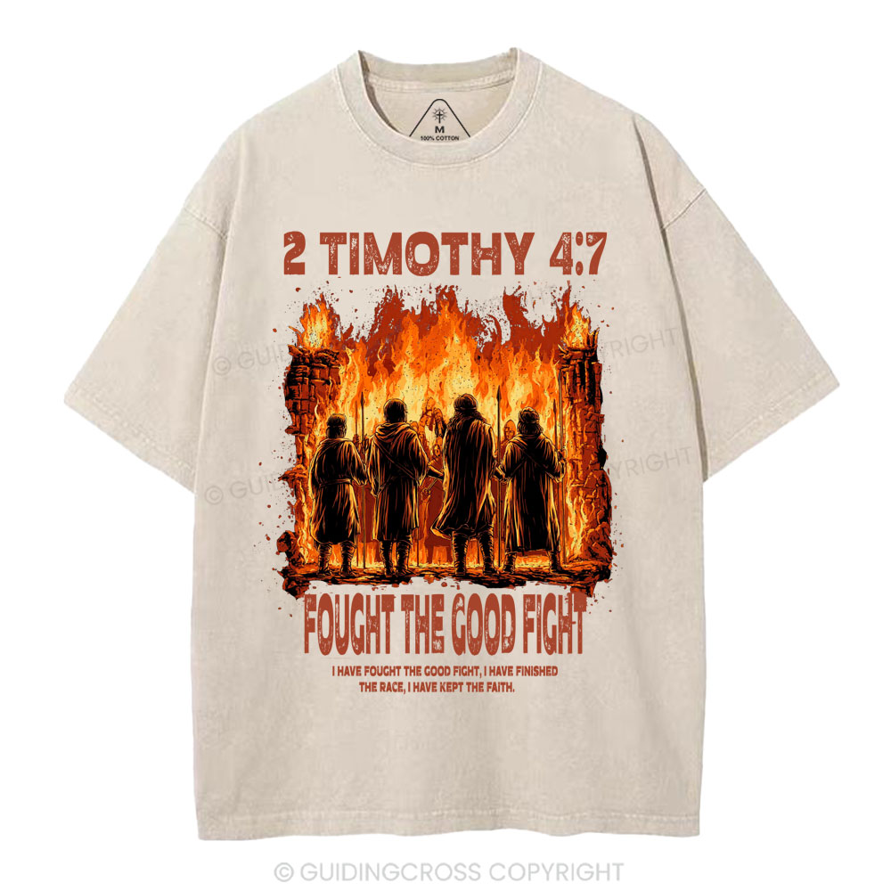Fought The Good Fight Christian Washed T-Shirt