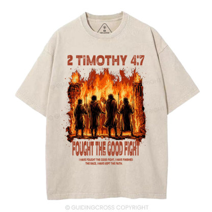 Fought The Good Fight Christian Washed T-Shirt