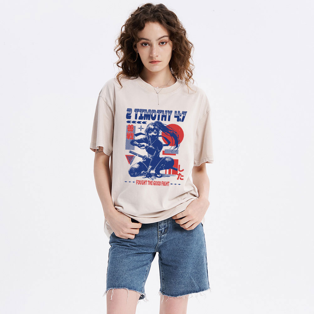 Fought The Good Fight Christian Washed T-Shirt