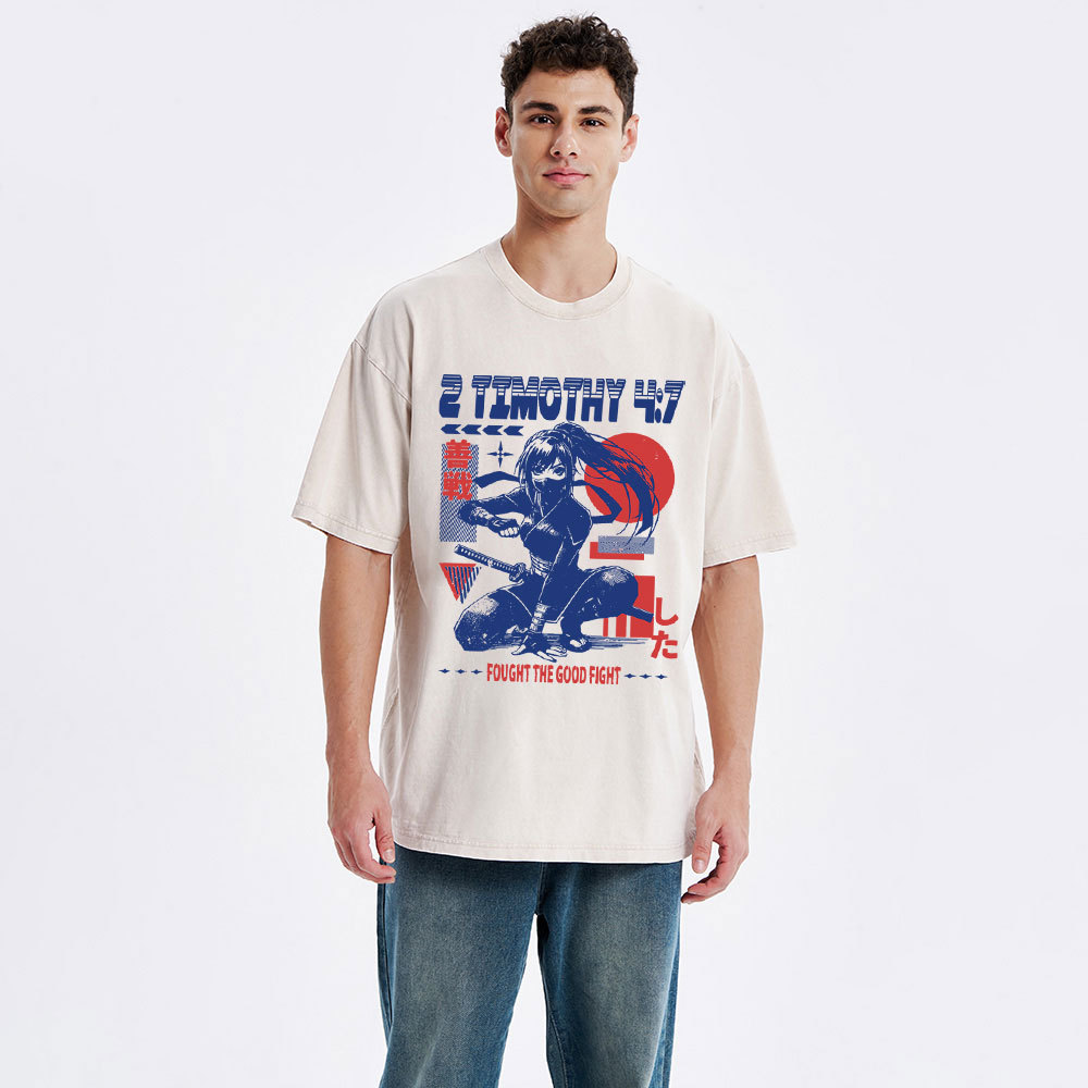 Fought The Good Fight Christian Washed T-Shirt
