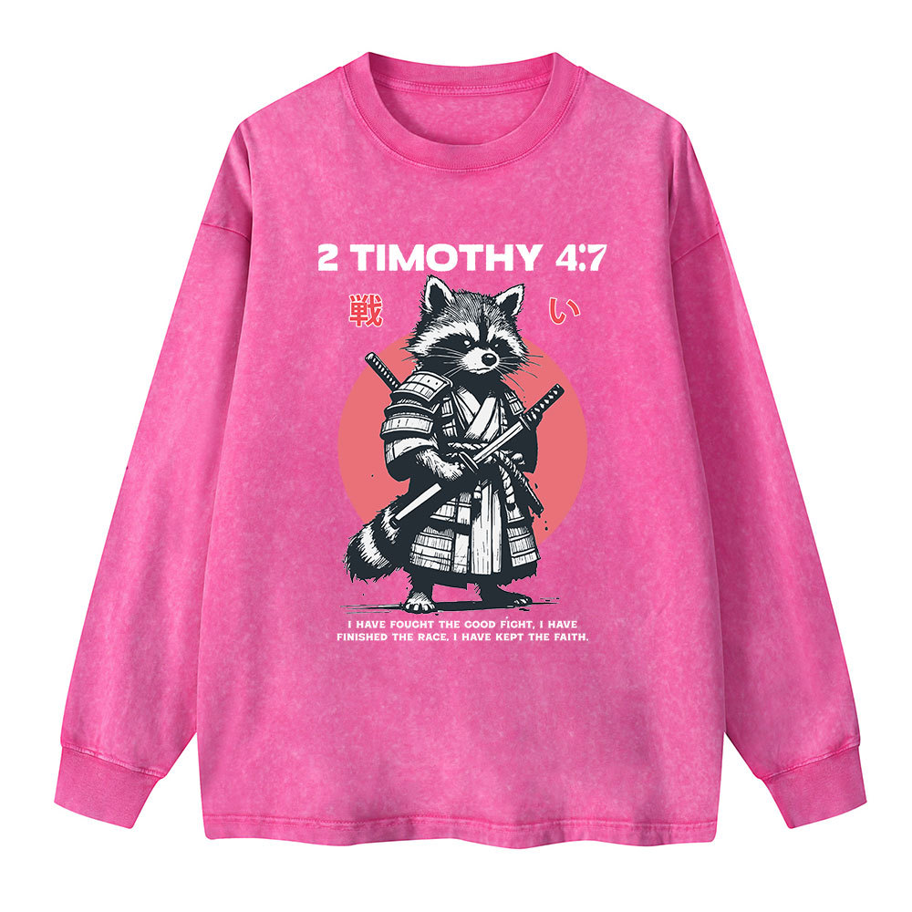 Fought The Good Fight Raccoon Washed Long Sleeve T-Shirt