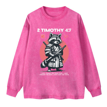 Fought The Good Fight Raccoon Washed Long Sleeve T-Shirt