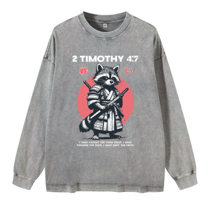 Fought The Good Fight Raccoon Washed Long Sleeve T-Shirt