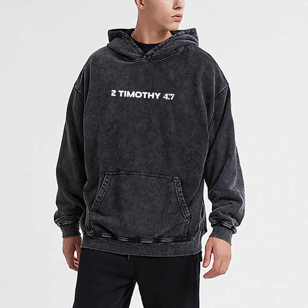 Fought The Good Fight Raccoon Christian Washed Hoodie