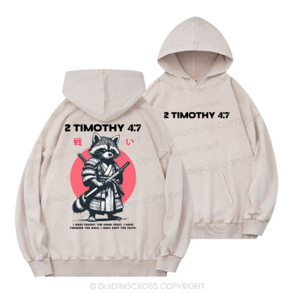 Fought The Good Fight Raccoon Christian Washed Hoodie