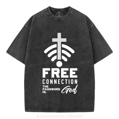 Free Connection To God Addicted To Christian Washed T-Shirt