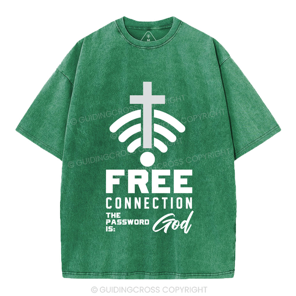 Free Connection To God Addicted To Christian Washed T-Shirt