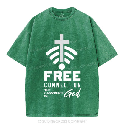 Free Connection To God Addicted To Christian Washed T-Shirt