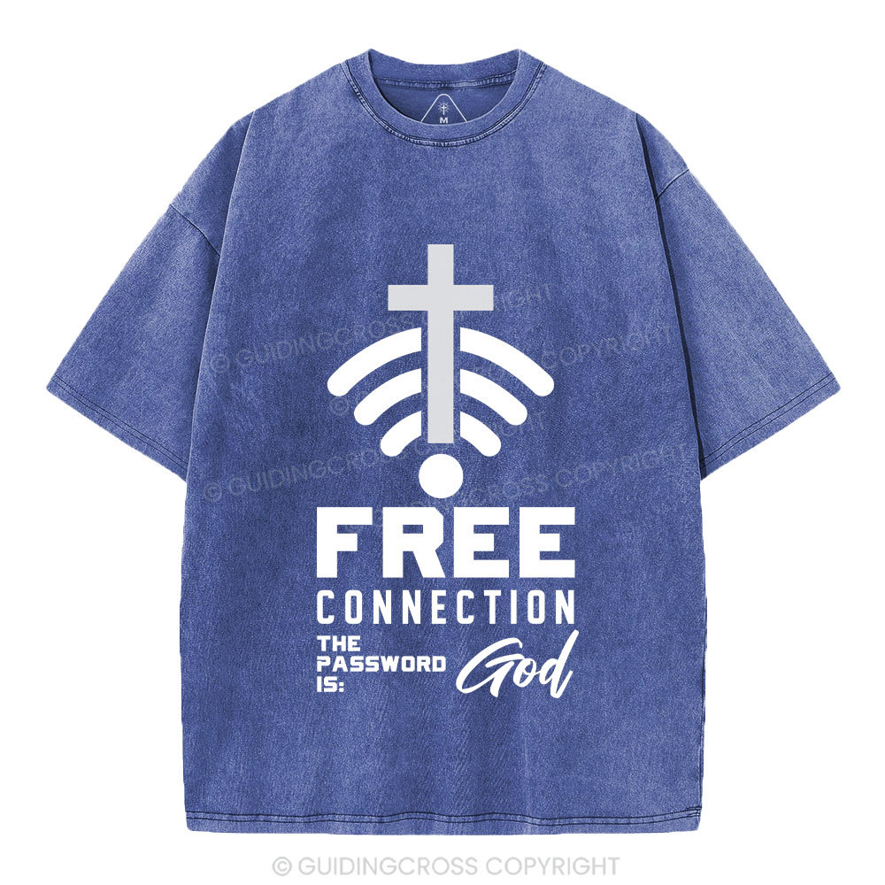 Free Connection To God Addicted To Christian Washed T-Shirt