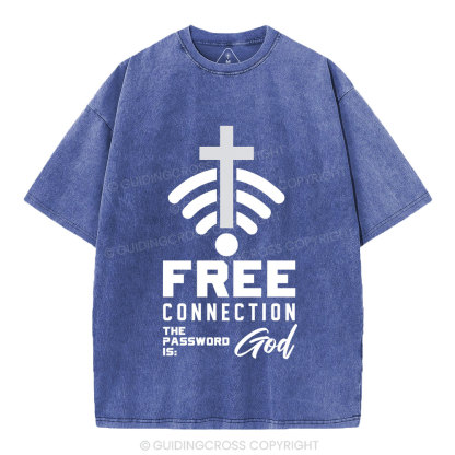 Free Connection To God Addicted To Christian Washed T-Shirt